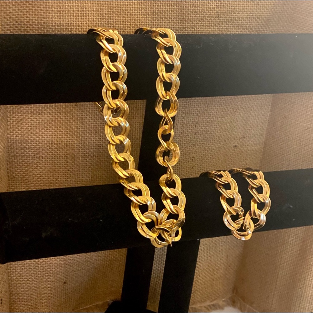 2pc SET} Curb-Linked Necklace & Bracelet |Chunky & Lightweight| [Like-New]